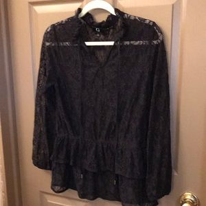 Lace see through top black